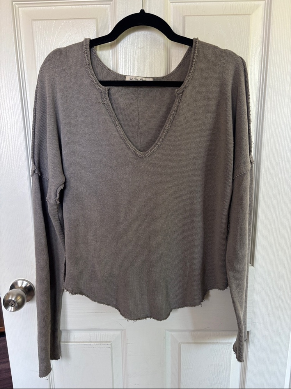 Washed Grey V-Neck Free People Sweater